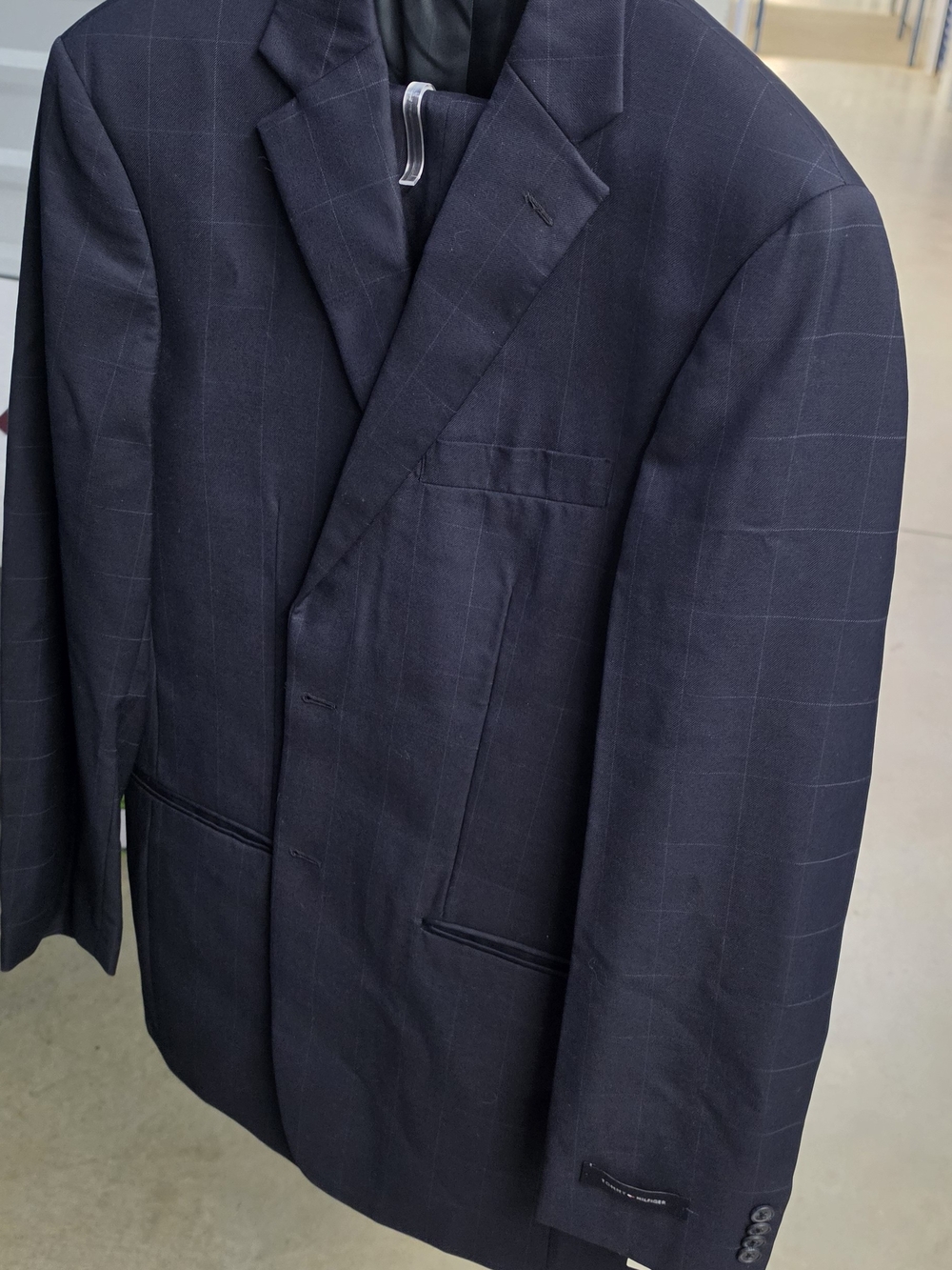 Tommy Hilfiger Navy Windowpane Suit Jacket